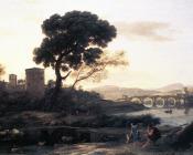 克劳德 洛朗 : Landscape with Shepherds - The Pont Molle